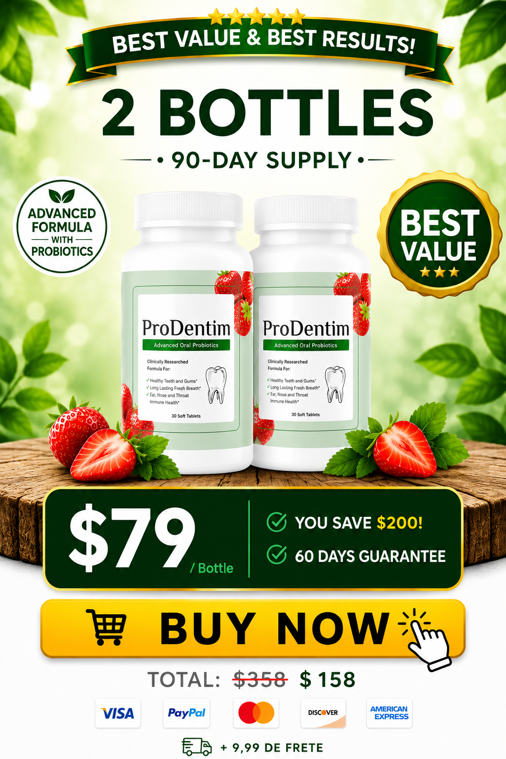ProDentim 2-bottle bundle (90-day supply) — $158