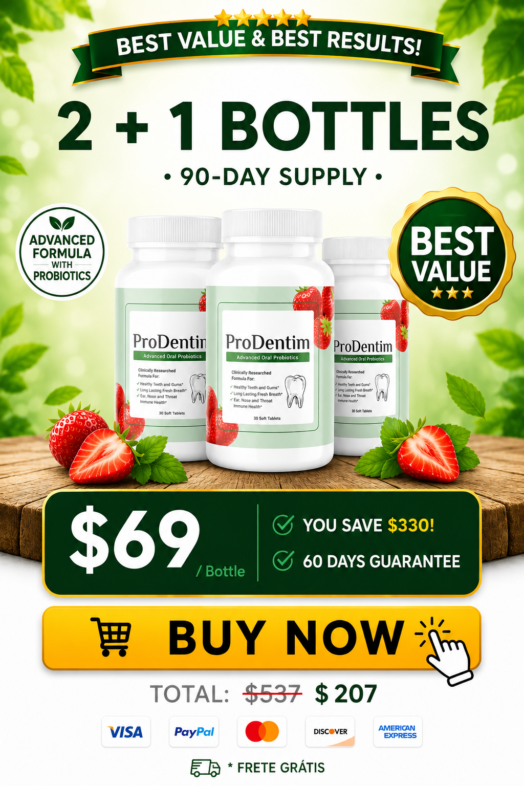 ProDentim 3-bottle bundle (90-day supply) — $207